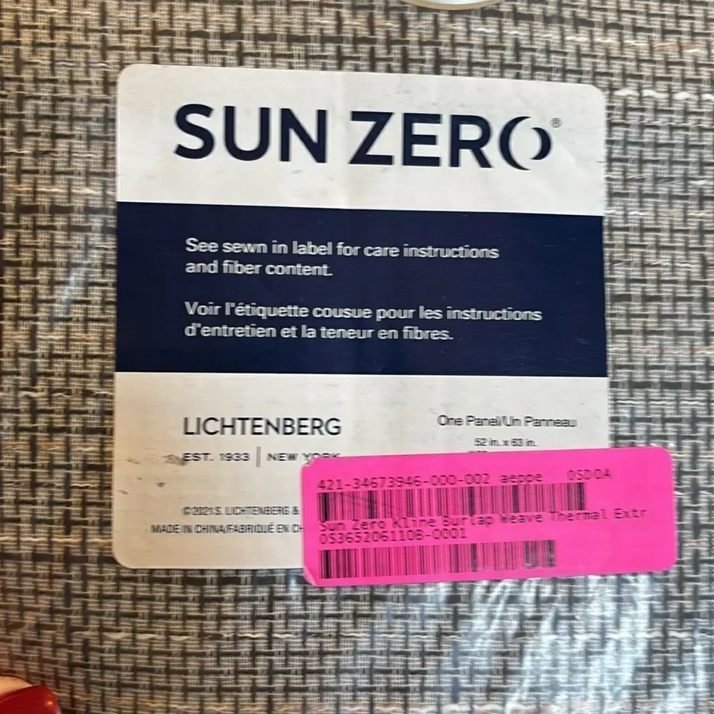 Sun Zero Brooks Burlap Weave Thermal Single Curtain Panel, 52 x 96